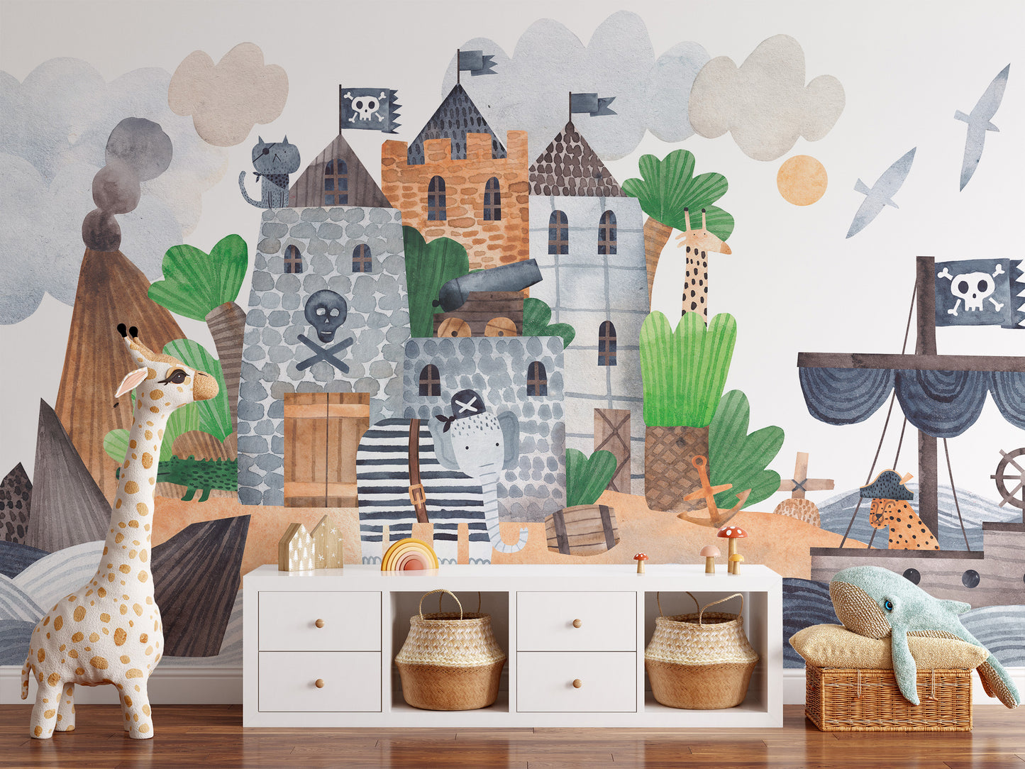 Pirate Fortress Wall Mural for Adventurous Themes