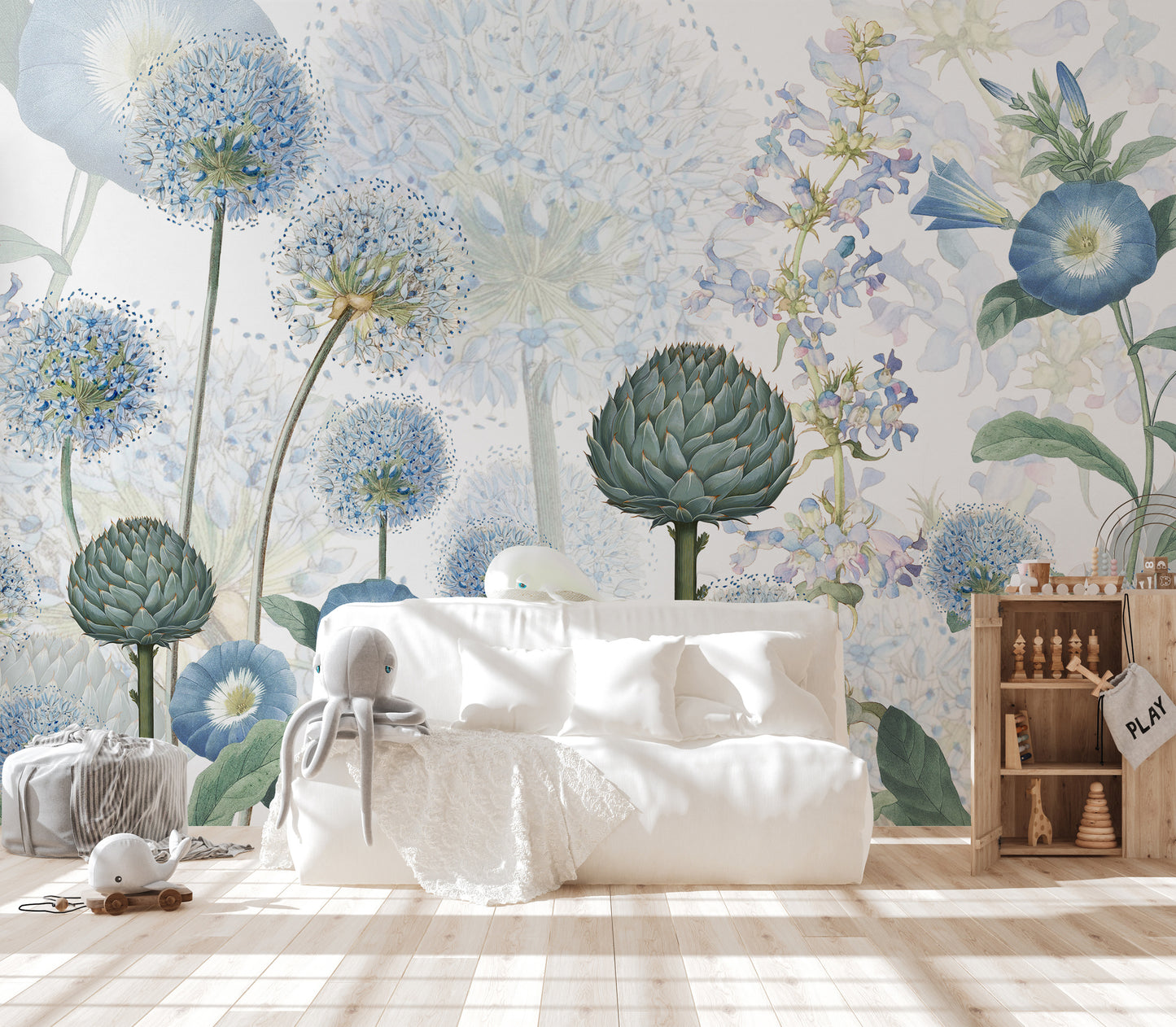 Blue Wild Meadow Wallpapers Mural