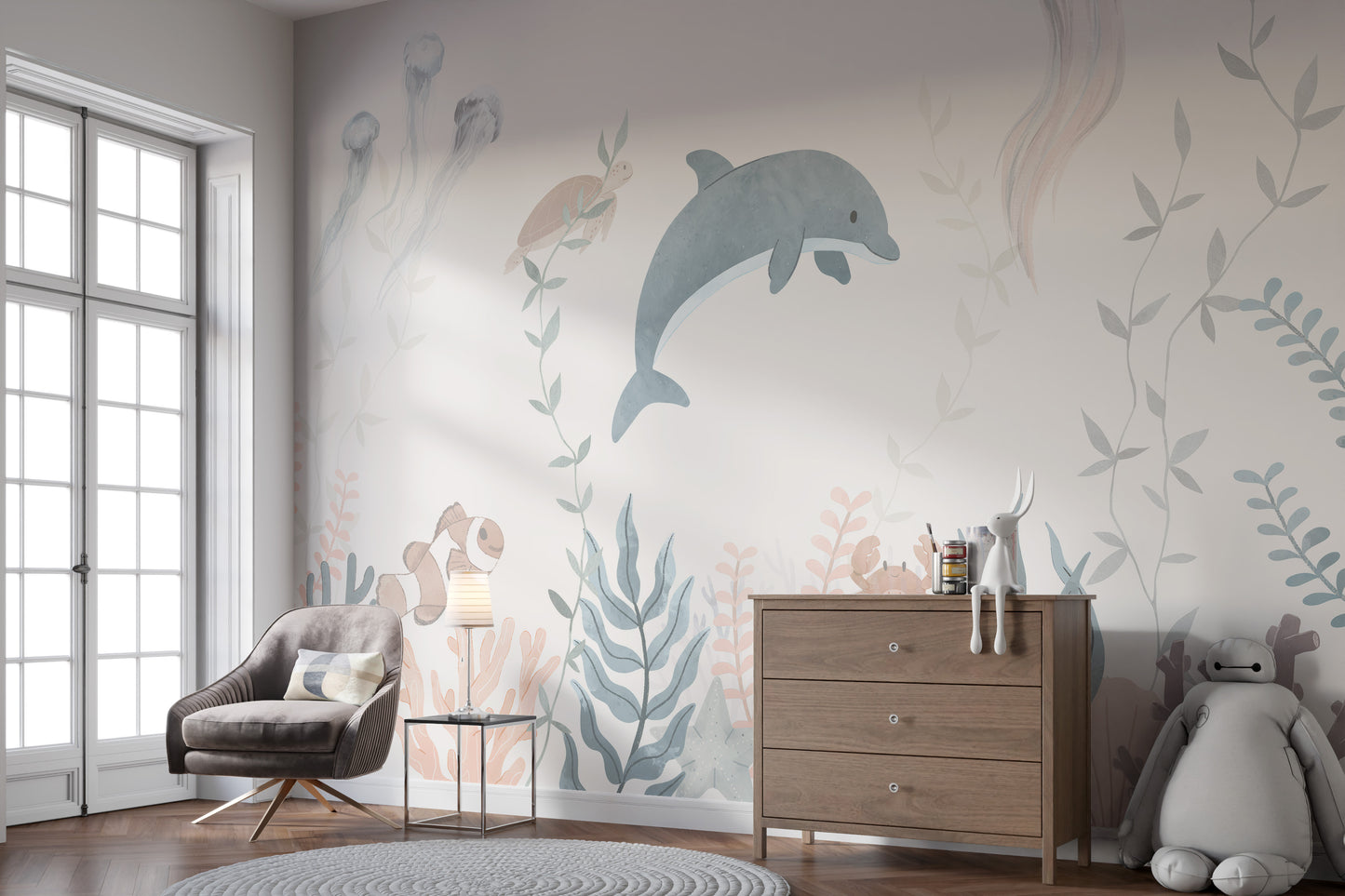 Whimsical Sea Life Wallpaper Mural
