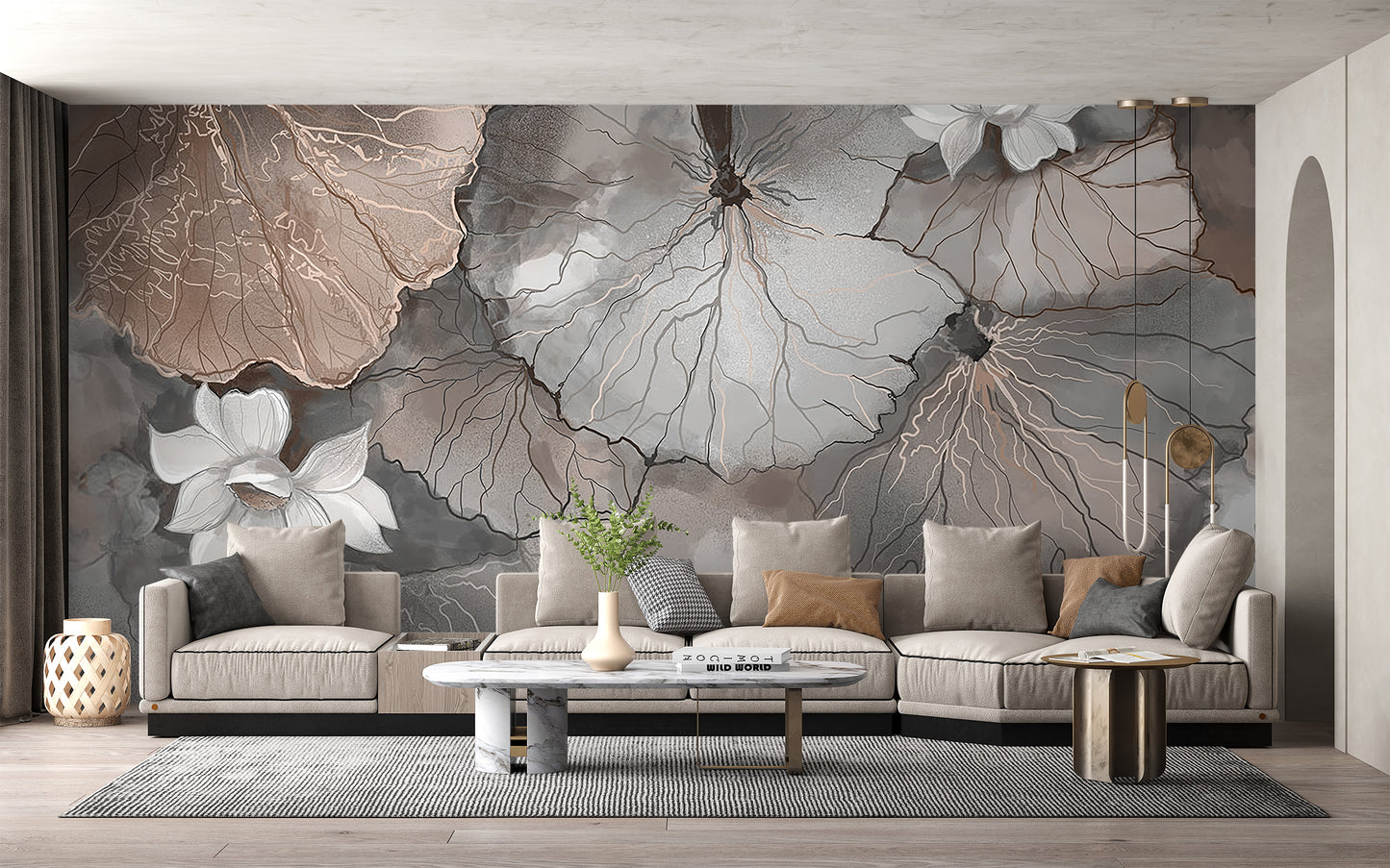 Lotus Leaf Symphony Peach Mural