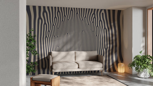 Elegant hypnotic harmony wall mural design
