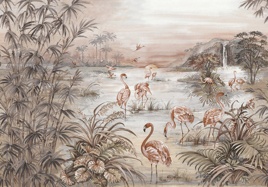 Watercolour Tropicana Flamingos Wallpaper Mural