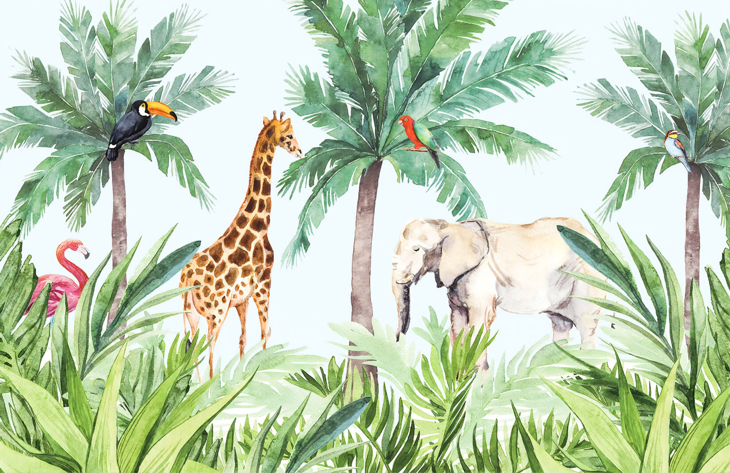 Vibrant Wildlife Serene Kids Room Wallpaper Mural