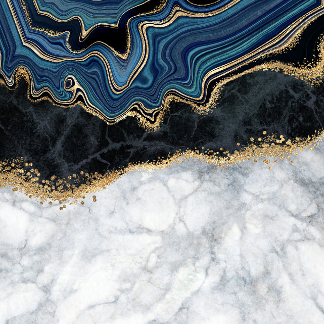 Abstract Blue Agate Golden Veins Marble Wallpaper Murals