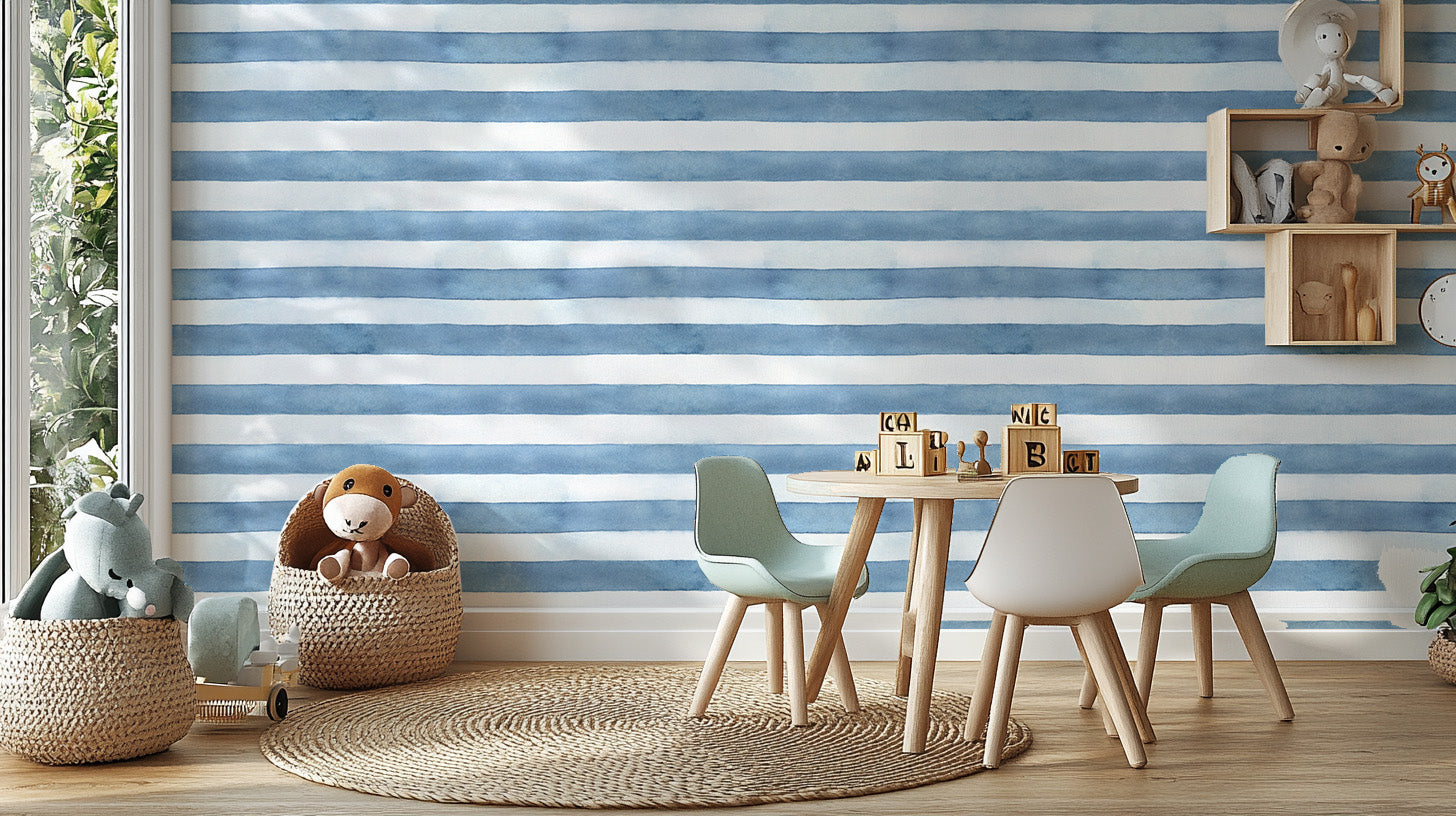 Artistic Blue Stripes Wallpaper Design