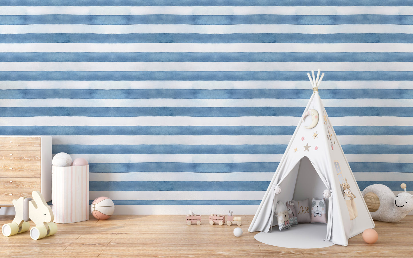 Horizontal Blue Stripes Wall Decor