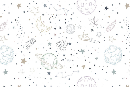 Stellar Sketches Nursery Wallpaper