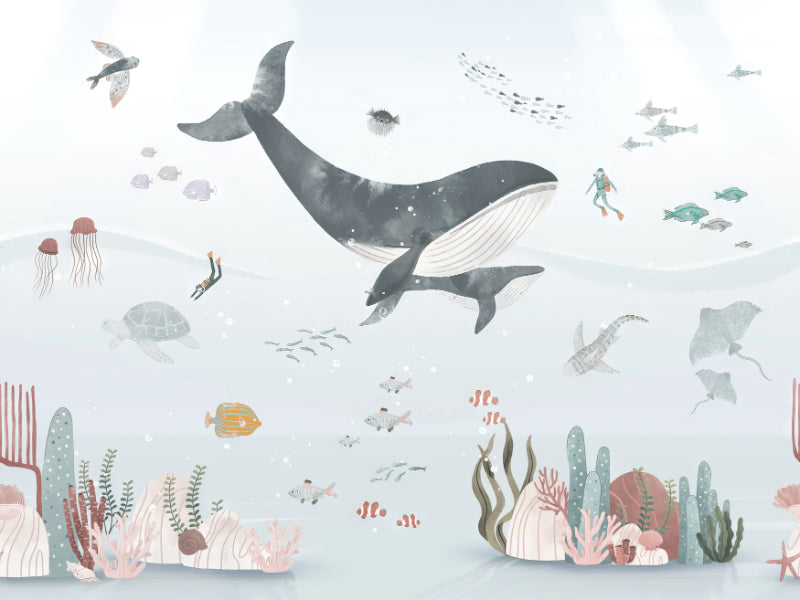 Ocean Whale Background Wallpaper Mural