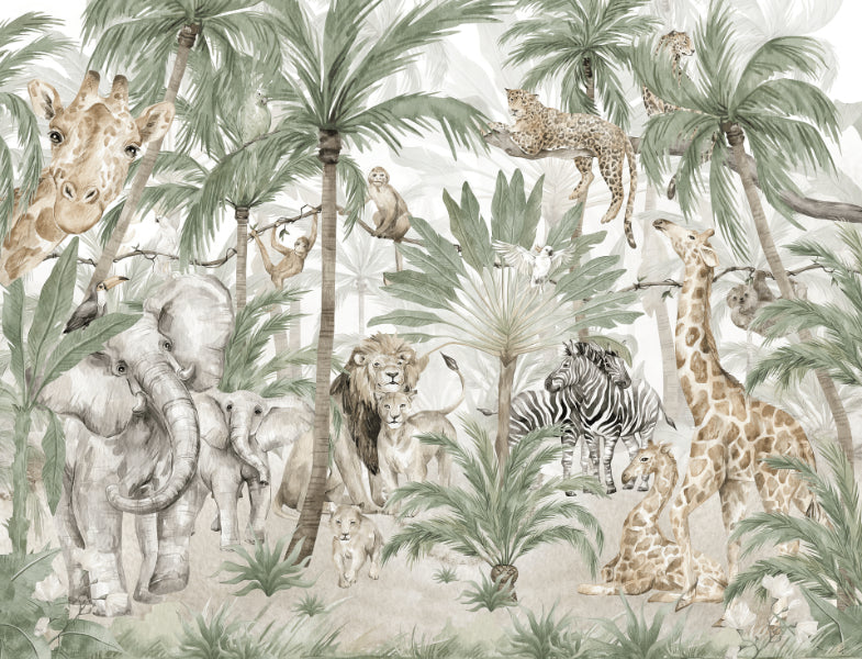 Jungle Safari Kids Wall Mural