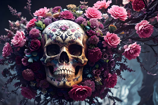 Halloween Floral Skull Wall Mural