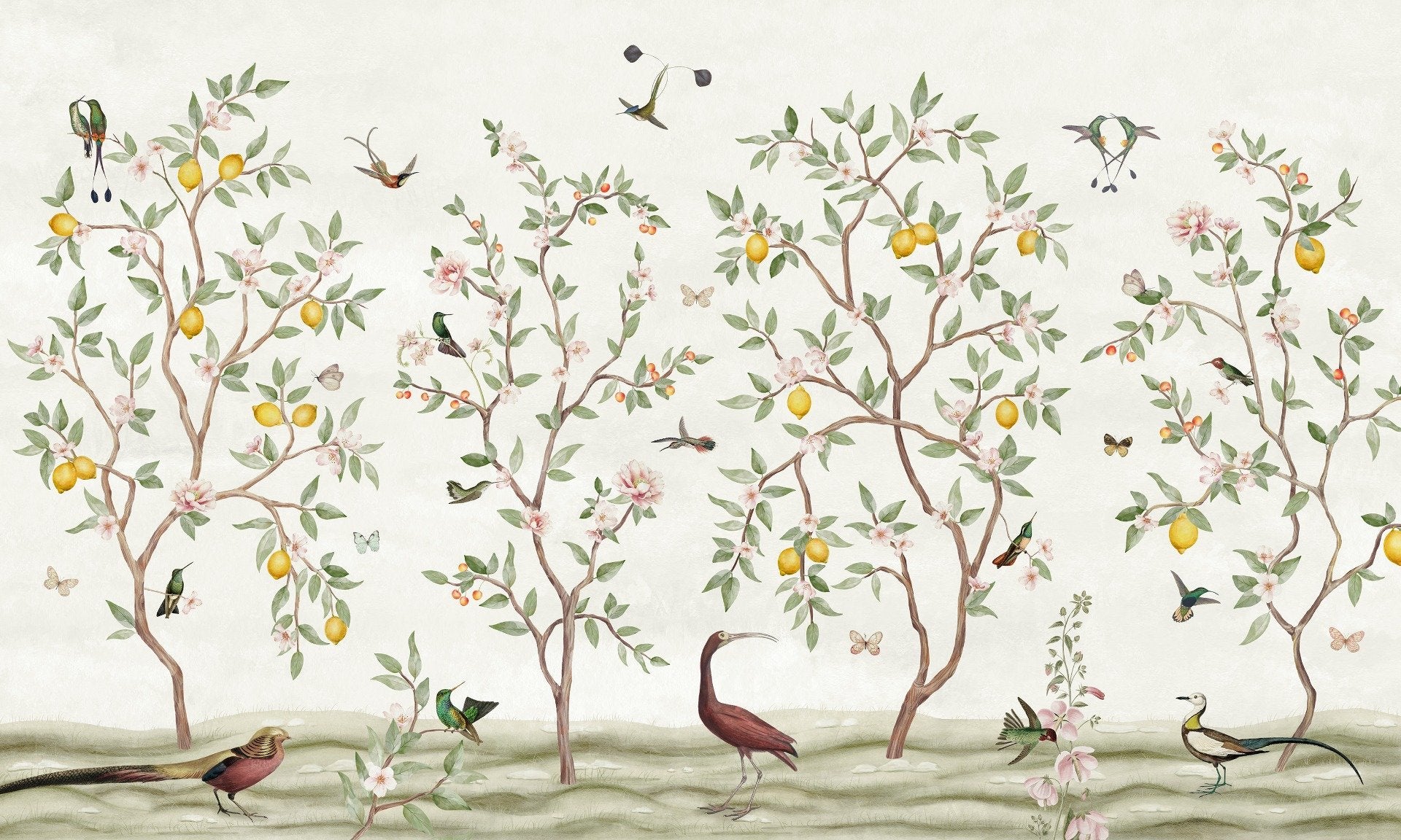 Lemon Tree Chinoiserie Design Wallpaper