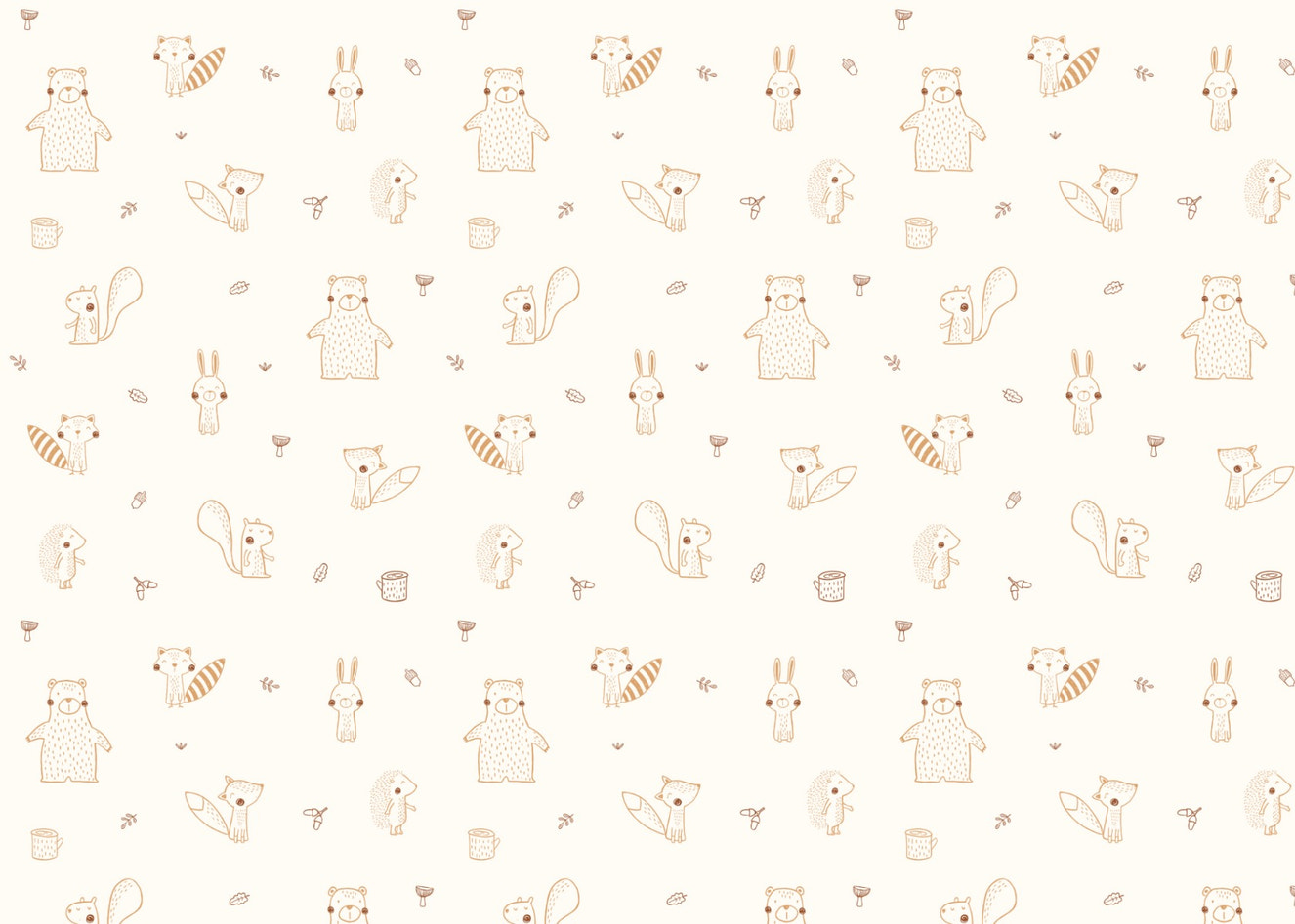 Cream Baby Forest Friends Wallpaper - Giffywalls