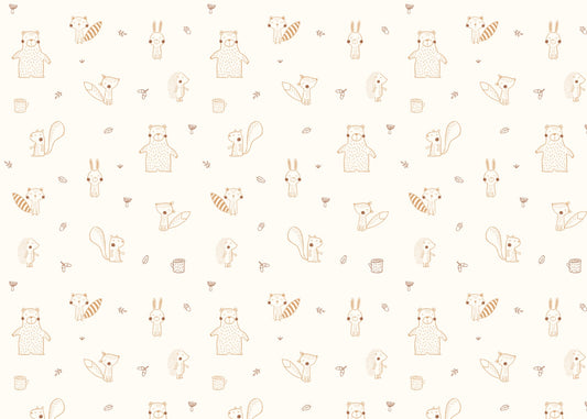 Cream Baby Forest Friends Wallpaper