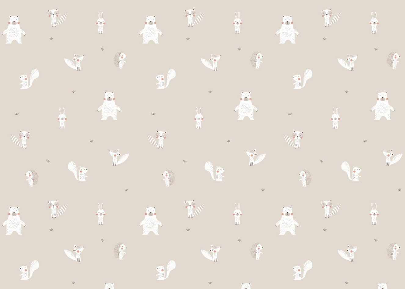 Forest Animals Beige Wallpaper For Walls - Giffywalls