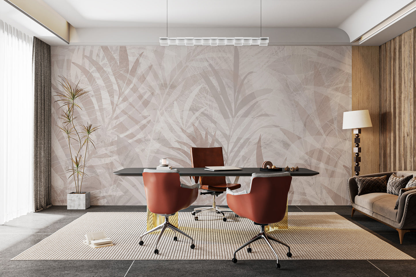 Scandinavian Leaf Elegance Mural