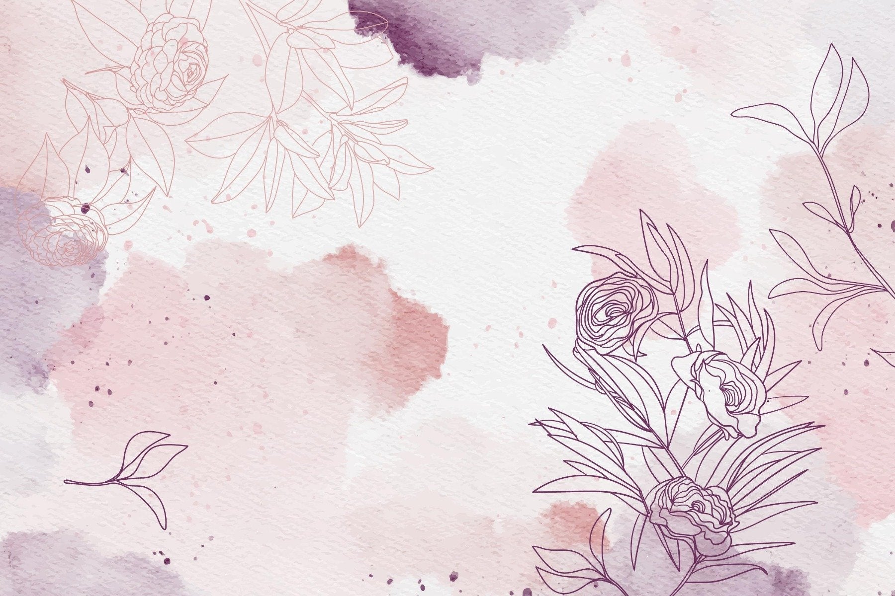 Pastel Pink Purple Watercolor Floral Wallpaper