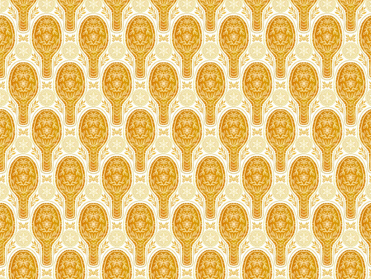 Floral Rockets Golden Yellow Wallpaper