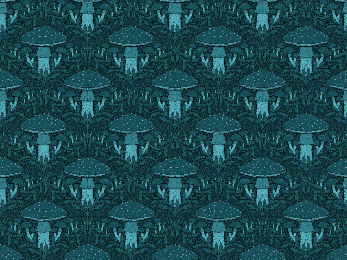 Heritage Mushroom Blue Wallpaper