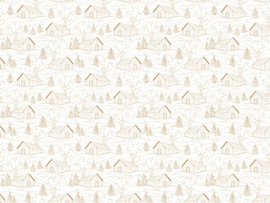 Smokey Cabins Tan Color Wallpaper