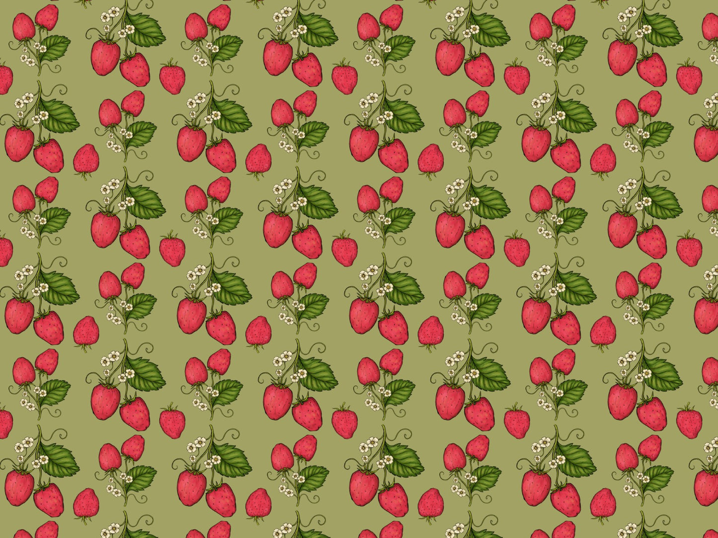 Pink Trailing Strawberries Wallpaper