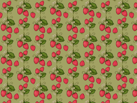 Pink Trailing Strawberries Wallpaper